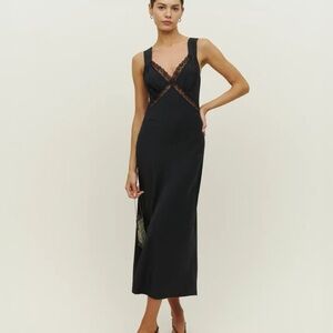 Reformation Provence Silk Dress Black. Brand new without tags,  never worn.